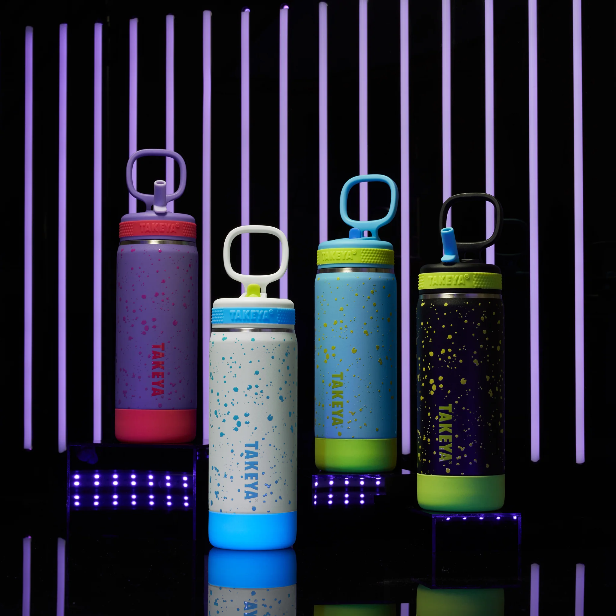 Glow In The Dark Sport Kids Water Bottle Confetti With Straw Lid - Image 19